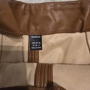 Brown Leather Trimmed Skirt